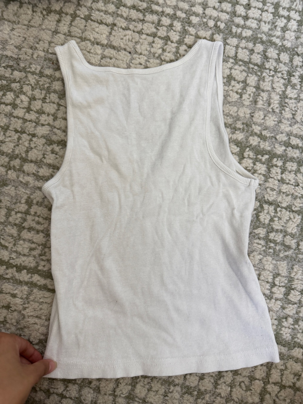 White Ribbed V-Neck Tank Top - Picture 2 of 2